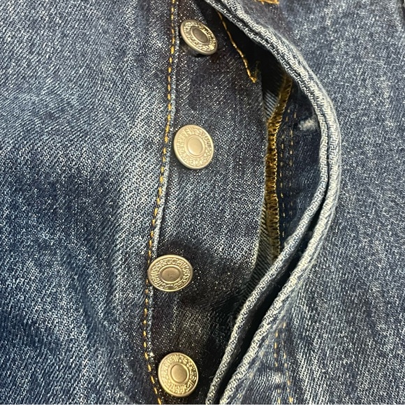 Levis 501 Jeans Mens 36X34 100% Cotton Denim Button Fly Blue Jeans - Picture 4 of 6